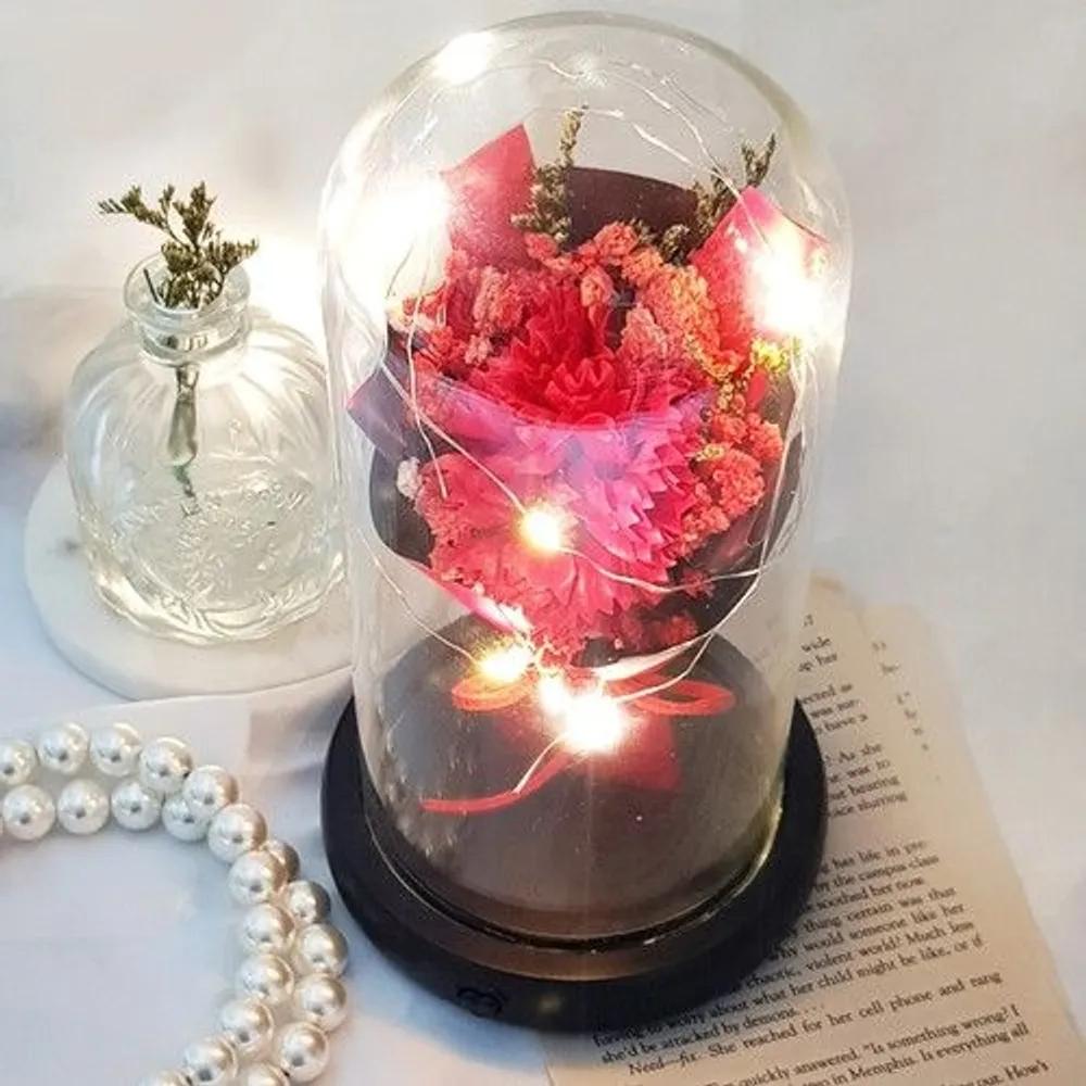 Red Carnation LED Mood Light Bouquet Parents' Day Teachers' Day Gift for Parents Flower Light