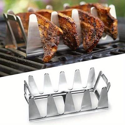 Suporte Multifuncional de Aço Inoxidável para Churrasco de Coxas de Frango ao Ar Livre.