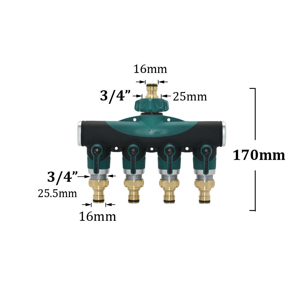 Brass 3/4 Inch Thread 2- Way Garden Tap Water Splitter Copper Y Irrigation Valve 5/8" Quick Connector Cranes Adapter 1pcs