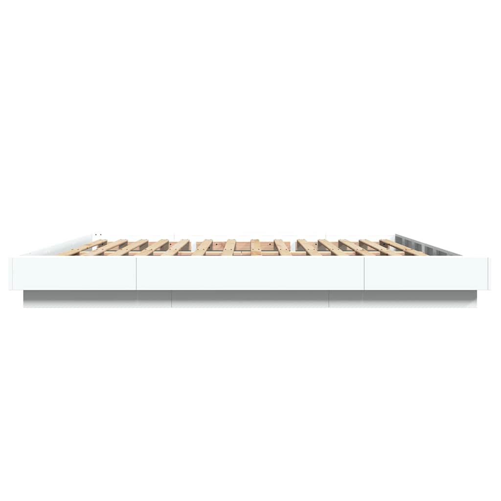LED Bed Frame White 180 x 200 cm Engineered Wood