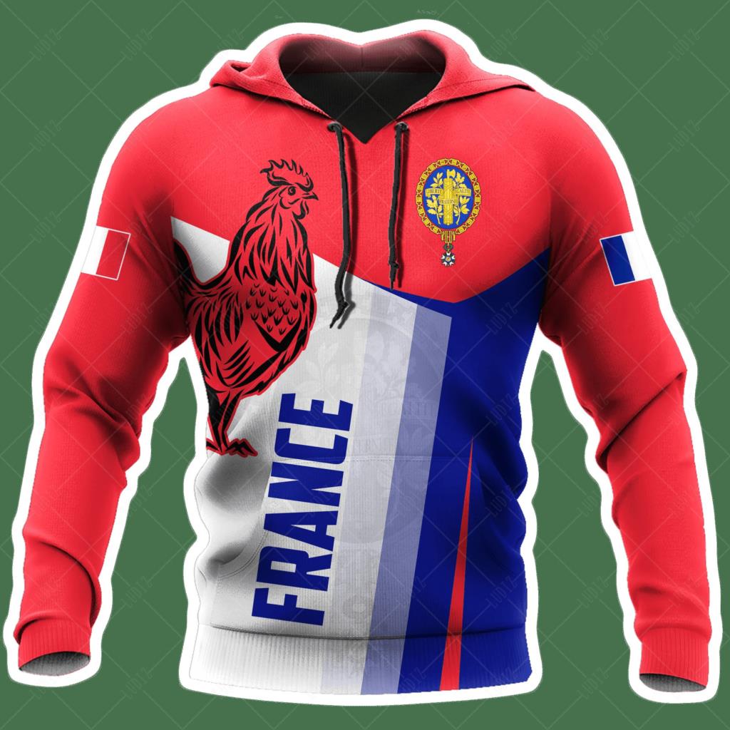France Hoodies Men's Hoodie 3D Print France Flag Tops Autumn Long Sleeve Streetwear Designer Hooded Hoodie For Men Clothing