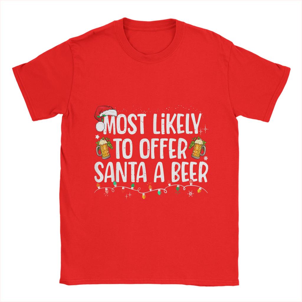 Funny Christmas and beer T-Shirts Men O Neck 100% Cotton T Shirts  Short Sleeve Tees Summer Clothes