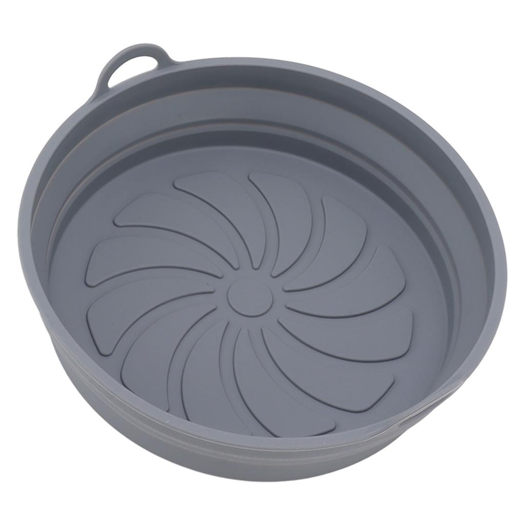 2Pcs Round Silicone Fryer Basket Oil Resistant Non Stick Resuable Fryer Silicone Liner with Handles for Household