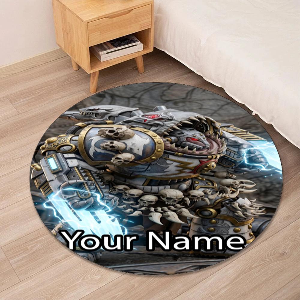 Custom Name Total War Warhammer Printed Round Rug Carpet Chair Rug Area Rug Entryway Doormats,for Office Chair Living Room Bedroom Kitchen Room.