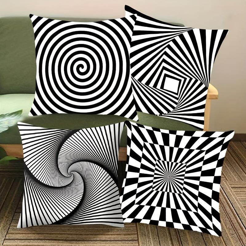 Psychedelic Geometric Pillow Cover Optical Illusion Print Cushion Case Trendy Home Decor for Couch Dorm