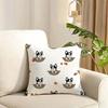 Cartoon French Bulldog Pattern Cushion Cover Reversible Plush Pillow Cover Soft Fluffy  Home Decor for Sofa Bedroom