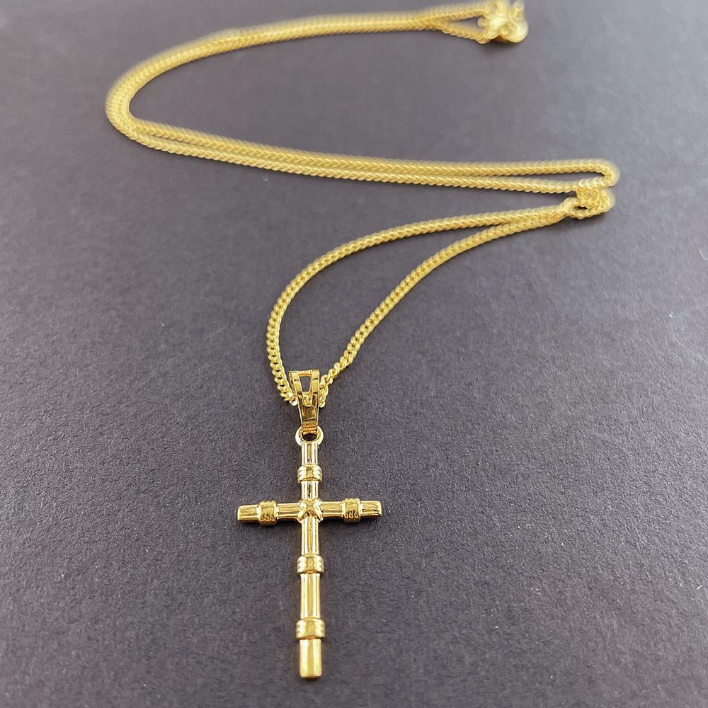 24K Gold Necklace Religious Faith Cross Pendant Necklace for Women & Men Jewelry Gifts