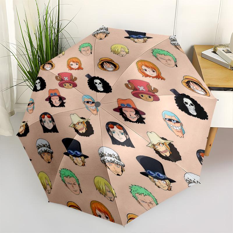 1 Stück Automatischer Faltregenschirm - Anime One Piece Muster Tragbares faltbares Design Mit 8 Rippen Weihnachts-Geburtstagsgeschenke