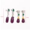 Vintage Amethyst Emerad Earrings Teardrop Imitation Gems Ear Drop Dangles Stud For Women High Jewelry Gift
