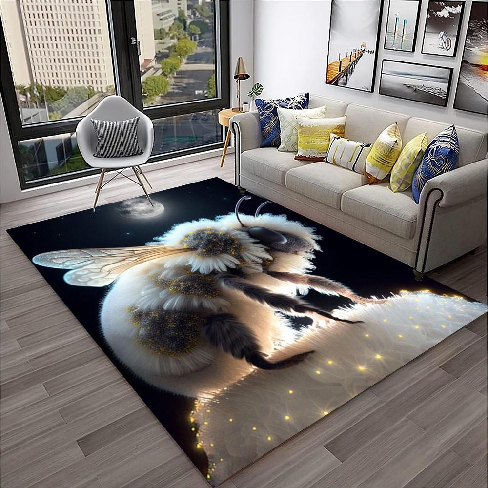 Cute Bee HoneyBee Insect Cartoon 3D Carpet Rug for Home Living Room Bedroom Sofa Doormat Decor,kids Area Rug Non-slip Floor Mat