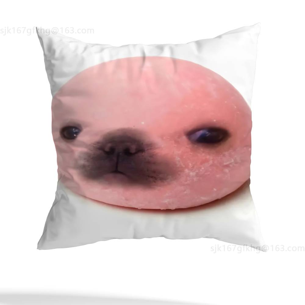 Seal Sea Cute Funny Pillow Case Anti-dustmite Pillowcase Invisible zipper silky short plush Sofa cushion cover