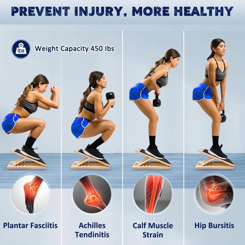 Slant Board Calf Stretcher for Squat Incline Stretch Board for Calf Stretching Wood Wedge for Physical Therapy