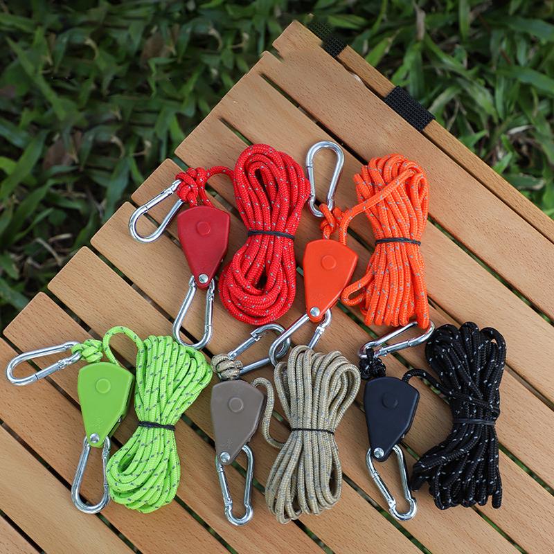 1Pc Camping Tent Rope Fastener Wind Rope Buckle Pulley Ratchet Clothes Hanger Awning Rope Hook Outdoor Pulley Adjuster Tent Fixer