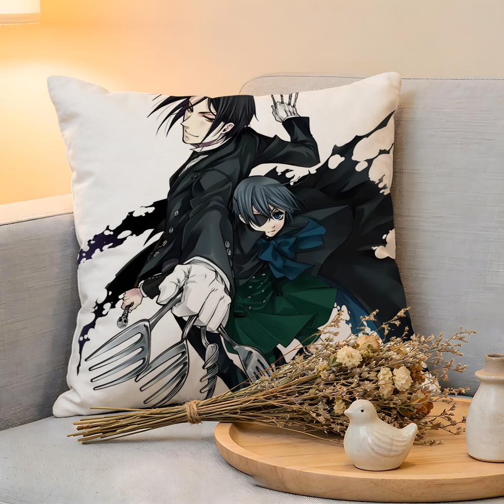 Cushion Cover Linen SkinFriendly Soft Decorative Case for Sofa Home Decor Anime BBlack BButler Pillow cover