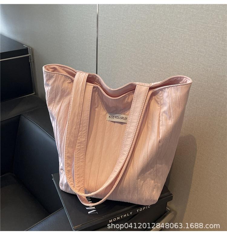 

Повседневная универсальная сумка-тоут в стиле лени, новая текстура, корейская студенческая сумка на плечо, большая вместимость, универсальная сумка под мышкой розовый