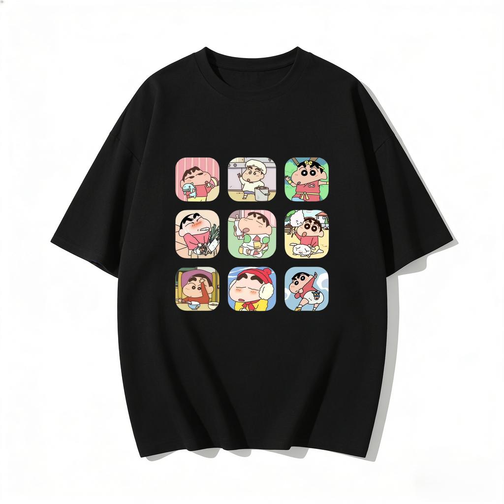 Crayon Shinchan Süßes Cartoon T-Shirt Partnerkleidung Familien-Matching-T-Shirt Sommerlich Lässig Kurzarm Baumwoll-Oberteil Mode Streetwear