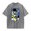 Bachira Meguru Graphic Washed T Shirt Anime BLUE LOCK Vintage Tee Men Washed Manga Tshirts Harajuku Male Casual Cotton T-shirt
