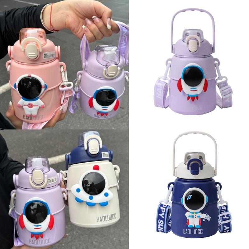 Hseen 2023 New Children's Insulated Cup Cute Cartoon Straw Cup Stainless Steel 850ml Capacity