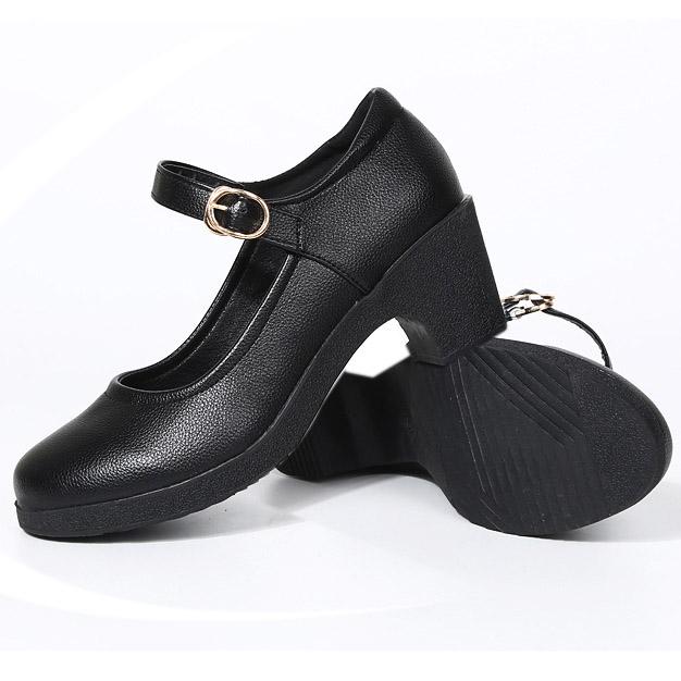 Mary Jane shoes square heel ankle strap round toe high heel pumps female comfortbale soft sole party wedding red shoes