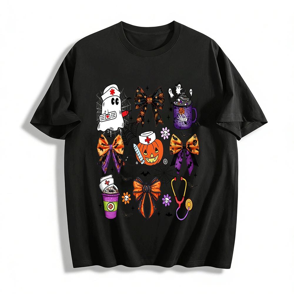 Halloween Medical Themed Fun Print Top Pure cotton T-shirt XXS