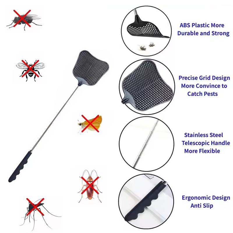 Mușcătoare Telescopice cu Mâner Lung Plastic Rezistent Mușcătoare Grele din Oțel Inoxidabil Mâner Anti-Alunecare Unelte Repelente pentru Țânțari