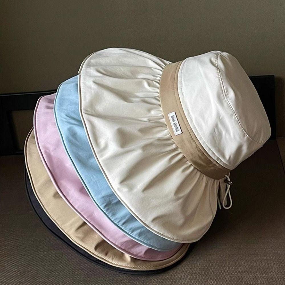 Cloth Sunscreen Fisherman Hat Large Brim Women Bucket Hat Simple Sun Protection Hat  Girl
