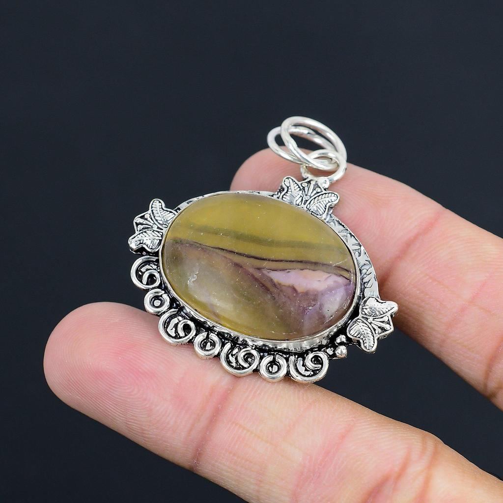 Sisters Day Deal Third Eye Chakra Natural Multi Fluorite 925 Silver Wife Pendant