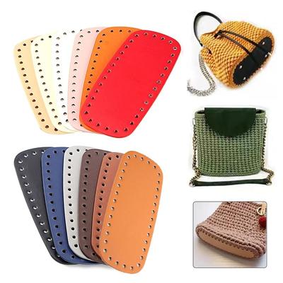 Portable PU Leather Crochet Bag Bottom Oval With Holes Long Bag Bottom Making Bags Purse Handmade Bottom Woman