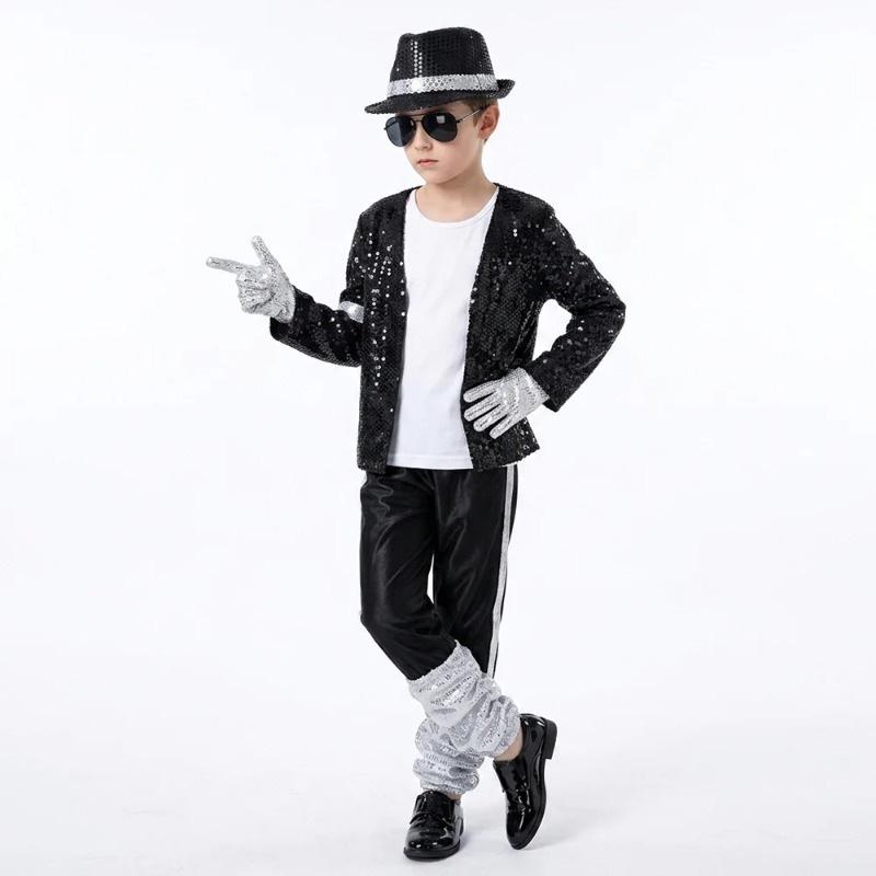 Michael Jackson 7-Piece Boys' Halloween Costume Set - Retro Role-Playing Party Outfit