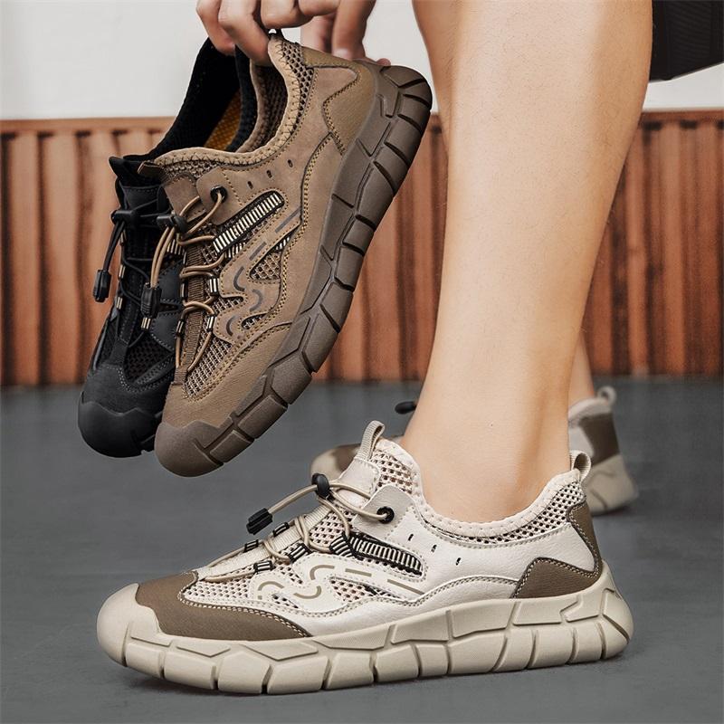 Retro-Stil Herren Outdoor Wanderschuhe Robuste wasserdichte Trekking Sneakers Rutschfeste Sohle Turnschuhe Männliche Berg Reiseschuhe