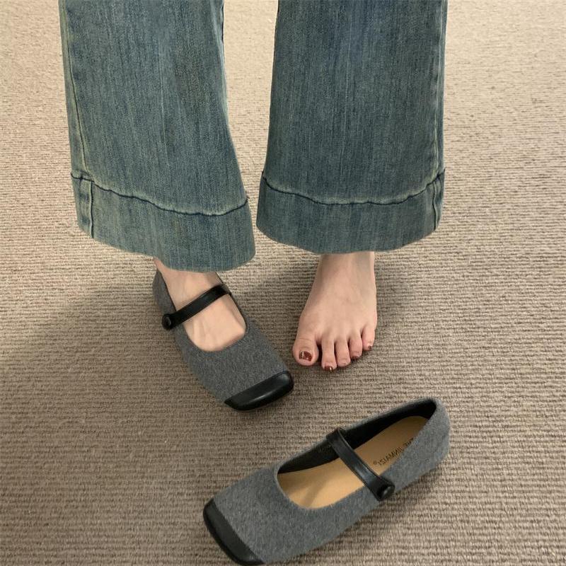 Retro late evening wind versatile Mary Jane shoes 2025 autumn new square head Korean version flat-bottomed small fragrant wind shallow mouth sin
