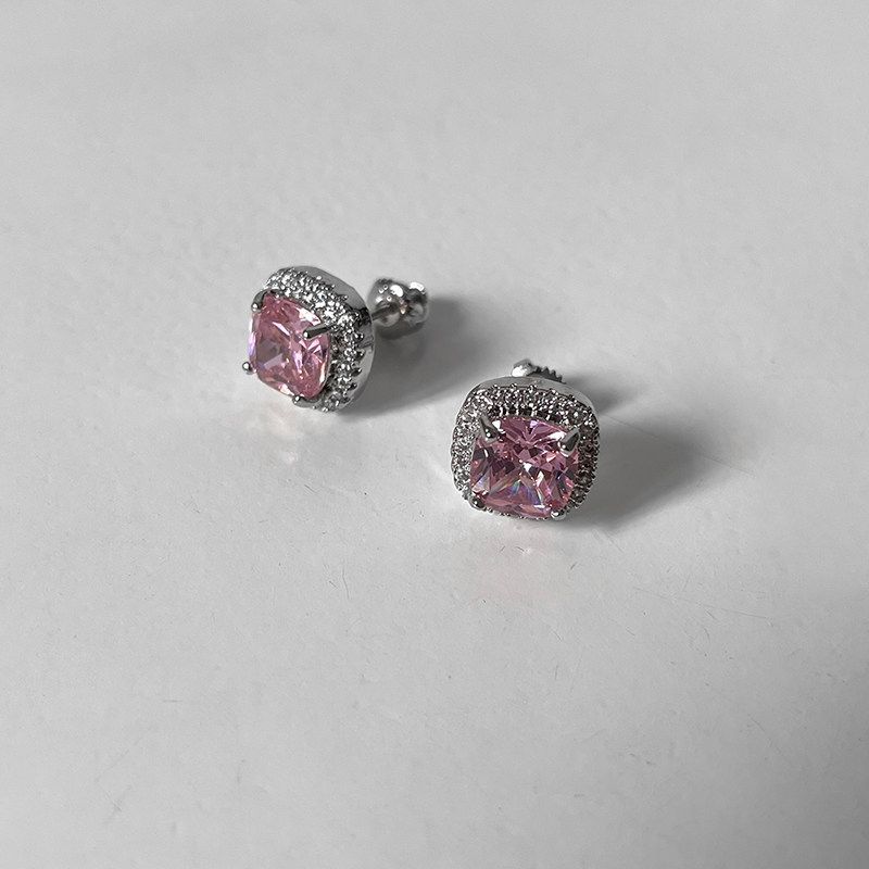 

21S Высококачественный Циркон Модный Хип-Хоп Мужской Стразы Pink Howlite Earring (Single)