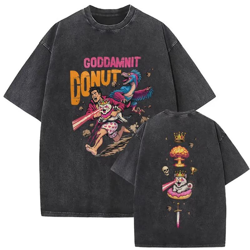 Gewaschenes T-Shirt Dungeon Crawler Carl Spiel Fans T-Shirts Herren Damen Kurzarm Tees
