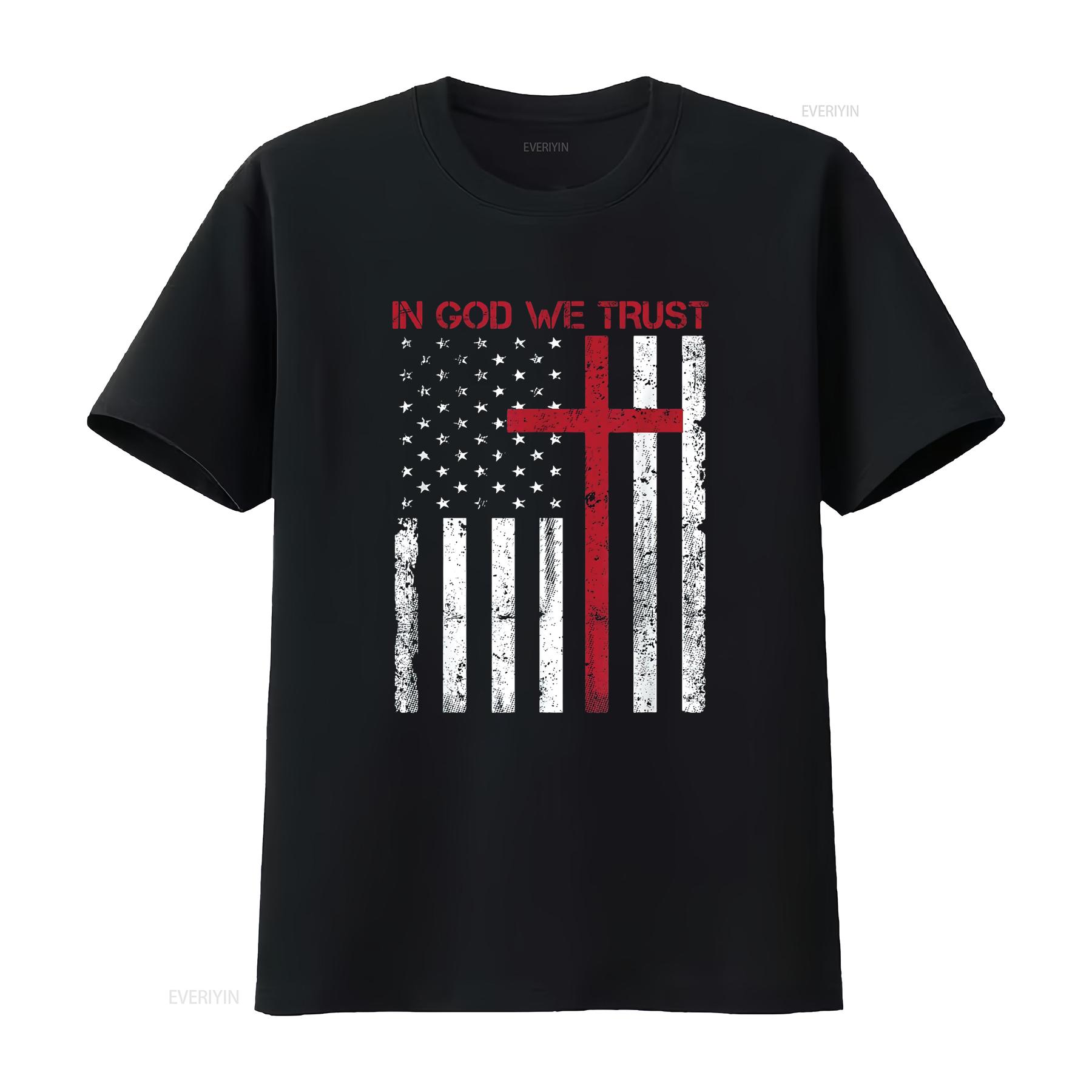 

In God We Trust with Patriotic Vintage American Flag T Shirt vintage Washed designer clothes Comfortable Stretched Unisex 4XL
