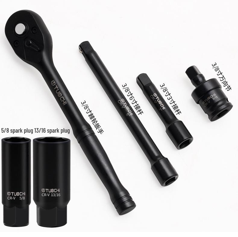 46-Piece 3/8" Medium Wall Metric/Imperial Extended Hex Air Impact Wrench & Ratchet Socket Set