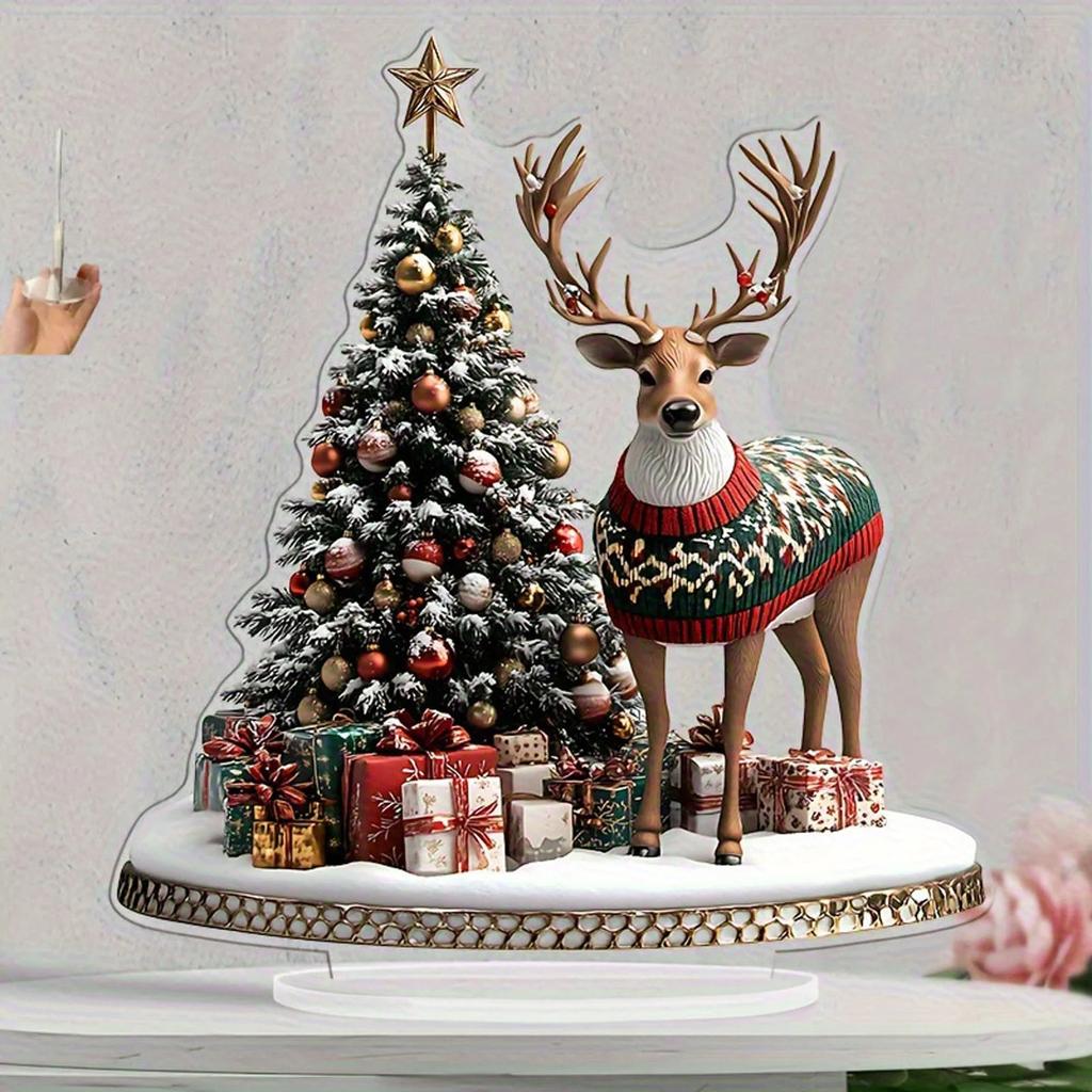 2D Flat Acrylic Christmas Color Gift Christmas Tree Home Living Room Holiday Desktop Decoration Assembly Props