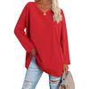 Damen Lockeres Langarm V-Ausschnitt Strickoberteil Große Plus Size Oberteile Damen Frühling Sommer Einfarbiges Oberteil Langarm V-Ausschnitt
