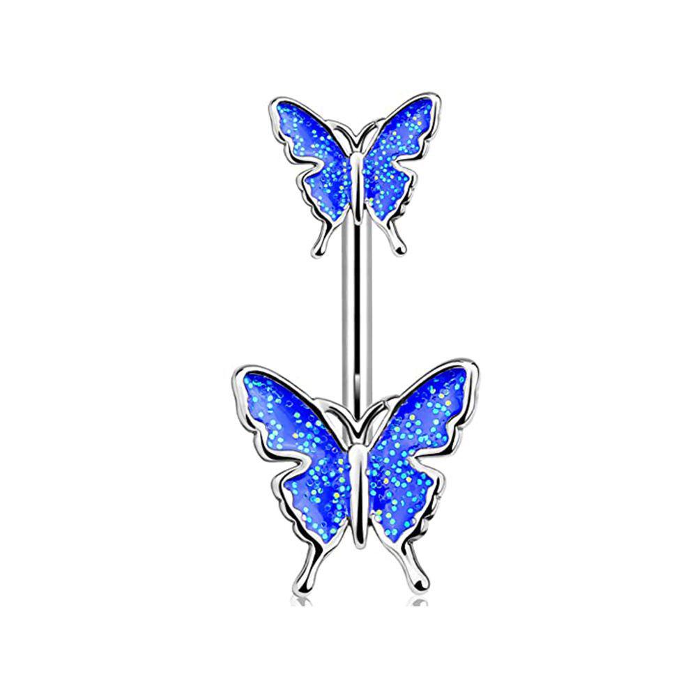 14G Blue Series Stainless Steel Belly Button Ring - Simple, Fashionable, Sexy, Japanese & Korean Style