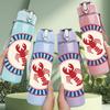 1PC Circular Red Crab Emblem 750ml Color Plastic Sports Water Bottle Leakproof Flip Straw Lid For Sports Office Home Use