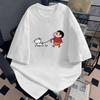 Crayon Shin Chan Shiro Walking Print Casual T Shirt Cute Anime Short Sleeve Tee for Unisex Women