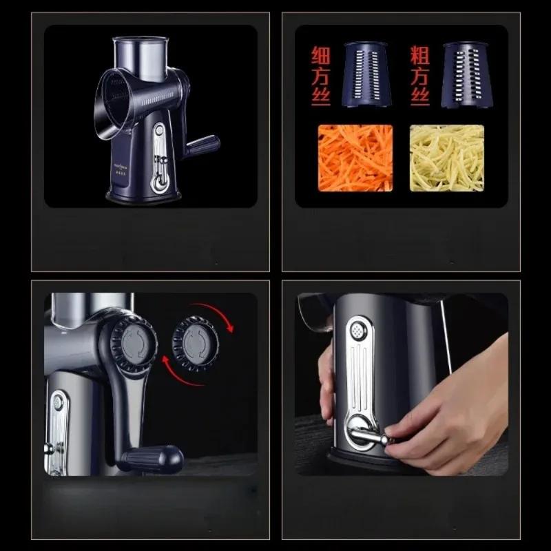 Cortador Rebanador de Verduras Manual Rallador de Tambor Multifunción Rallador Rotatorio de Queso Picador de Verduras de Cocina Triturador de Alimentos Picador de Carne