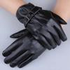 Waterproof PU Leather Winter Gloves for Men Outdoor Cycling Black Inner Layer of Thin Fleece Keep Warm Driving Motorcycle Gloves