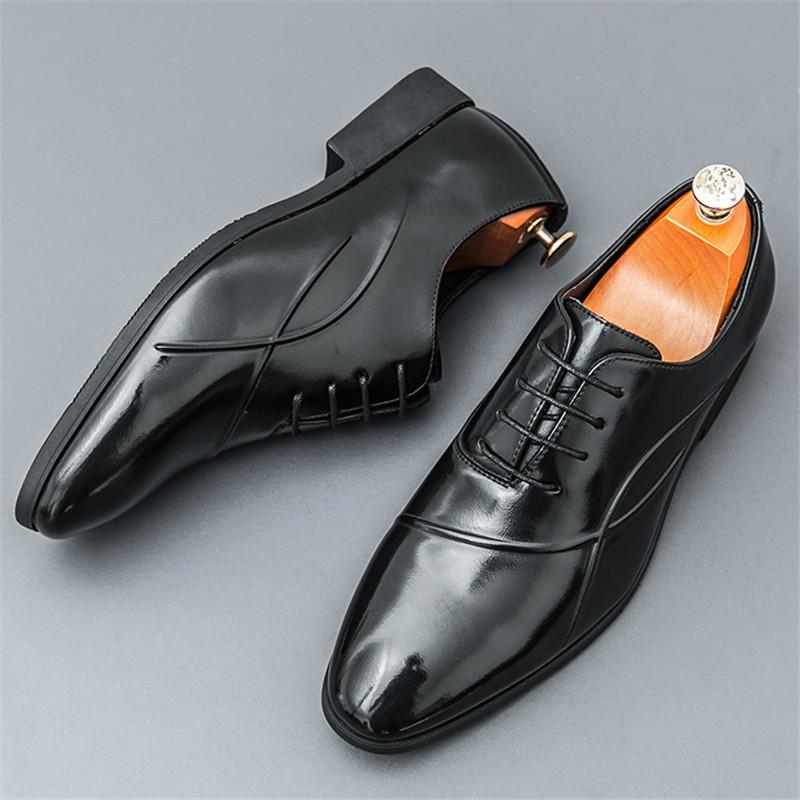 

Новые мужские туфли с острым носком, из лакированной кожи с комбинированными вставками и шнуровкой, повседневные, для платья, свадебные, для выпускного вечера, обувь для мужчин 38
