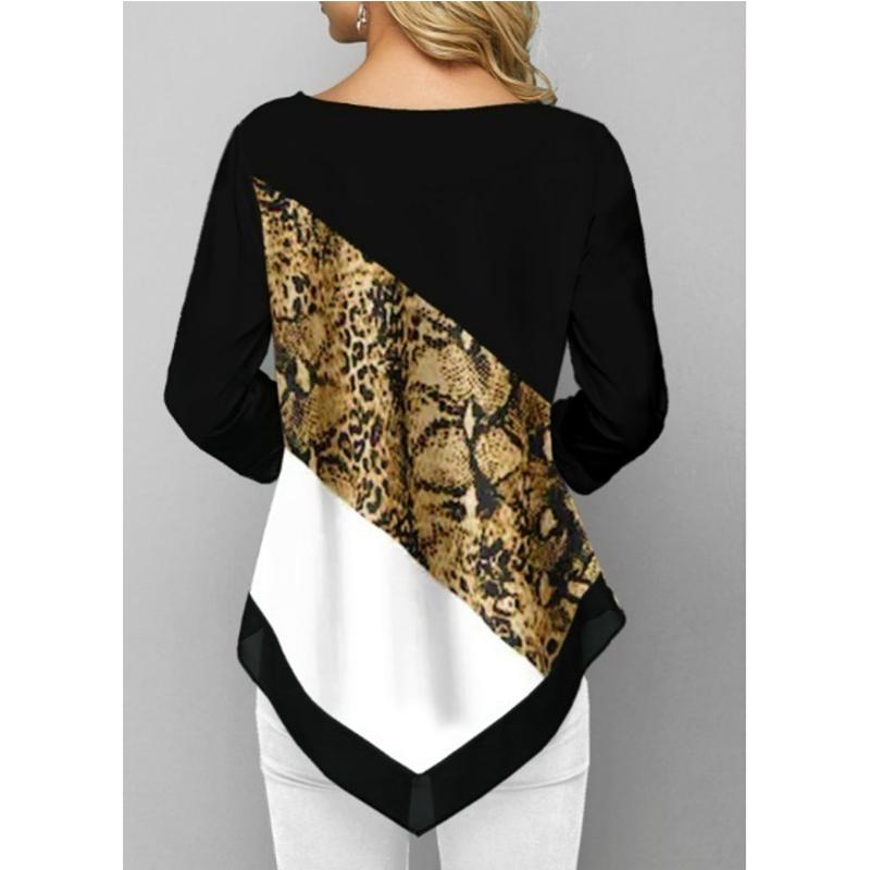 Sommer Neue Mode frauen Gedruckt Nähte Langarm T Shirt Damen Casual Plus Größe Tops S-5XL