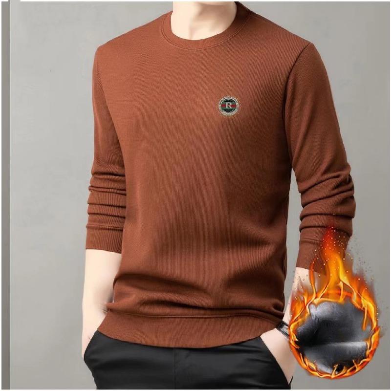 Thick Velvet Men's Warm Men's Autumn and Winter Casual Long-sleeved T-round Neck Warm Base Sweatshirt