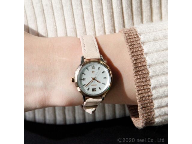 ORIENT iO Natural & Plain RN-WG0416S Quartz Solar Watch Pink Leather Band 27.6mm