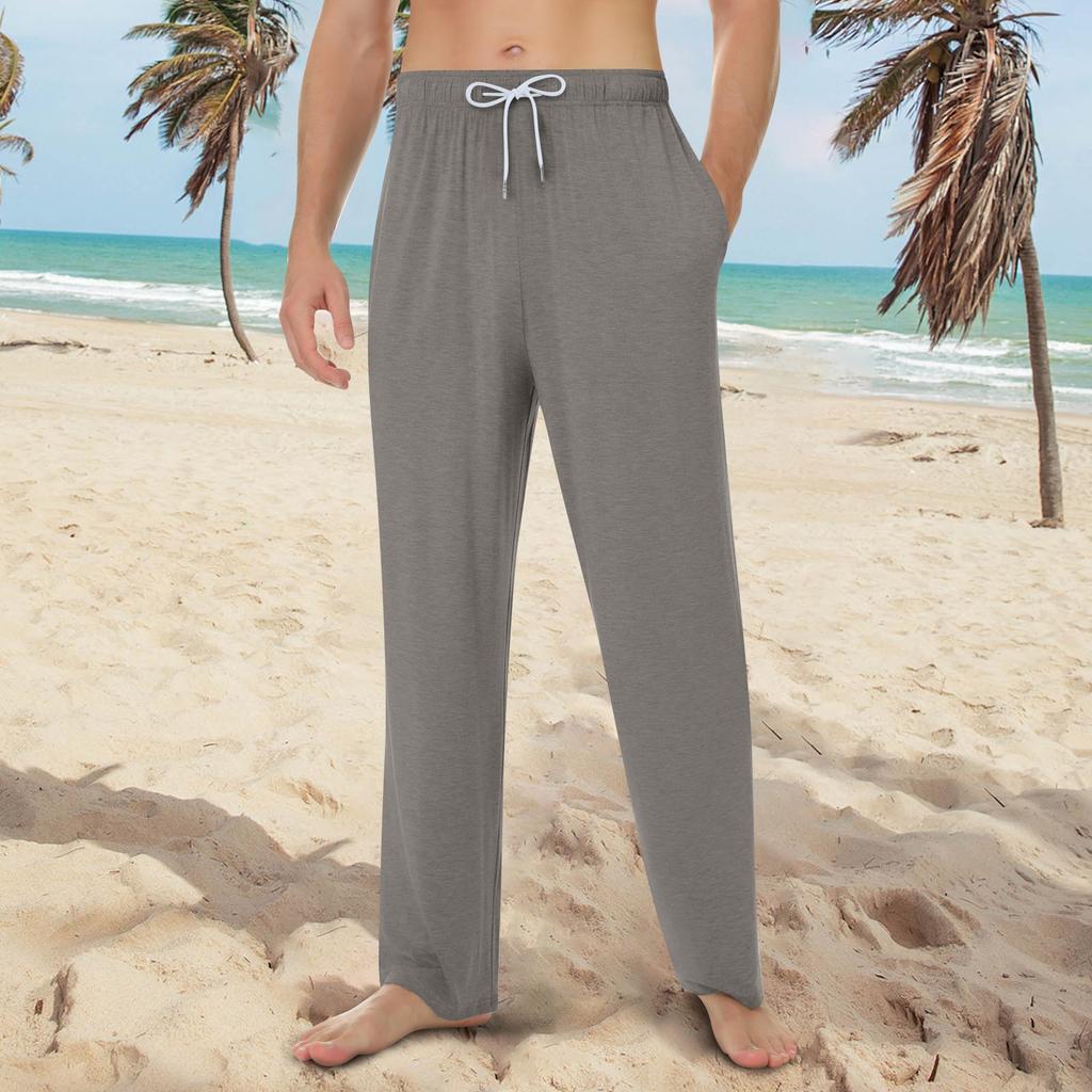 Weiche Pyjamahose für Herren mit Kordelzug und Taschen, lässige Sporthose
