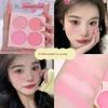 Auyk Colorful Four-Color Blush for a Natural Nude Look, Color-Enhancing Contouring Palette, Matte Blush Purple Rouge
