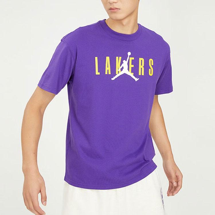 Jordan Los Angeles Lakers Alphabet Print Crew Neck Short Sleeve T-Shirt Men Tops Purple DA6513-547