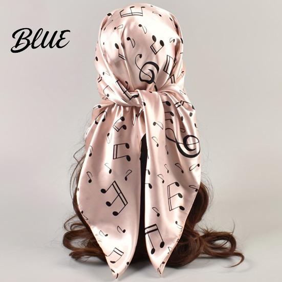 Hair Tie for Ponytail Women Satin Square Scarf 35"x35" Large Musical Note Printed Print Shawl Neck Silky Neckerchief Wrap Multifunctional Headscarf